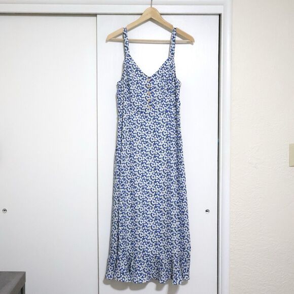 Lulus Darling Daisies Blue Floral Print Midi Dress Size L Boho Festival - Picture 1 of 9